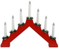 Éclairage de pont de bougie sans marque - rouge - bois - 39,5 x 5 x 31 - 7 lampes à LED - rouge chaud