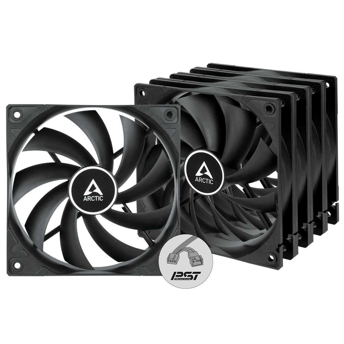 ARCTIC F12 PWM PST Case Fan - 120mm - 5 Pack - Black