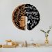 Elegant decoratief houten wandaccessoire, 56 x 59 cm, 100% echt hout (3 cm) en metaal (1,5 mm), unieke walnoot en zwarte afwerking, perfect voor woondecoratie