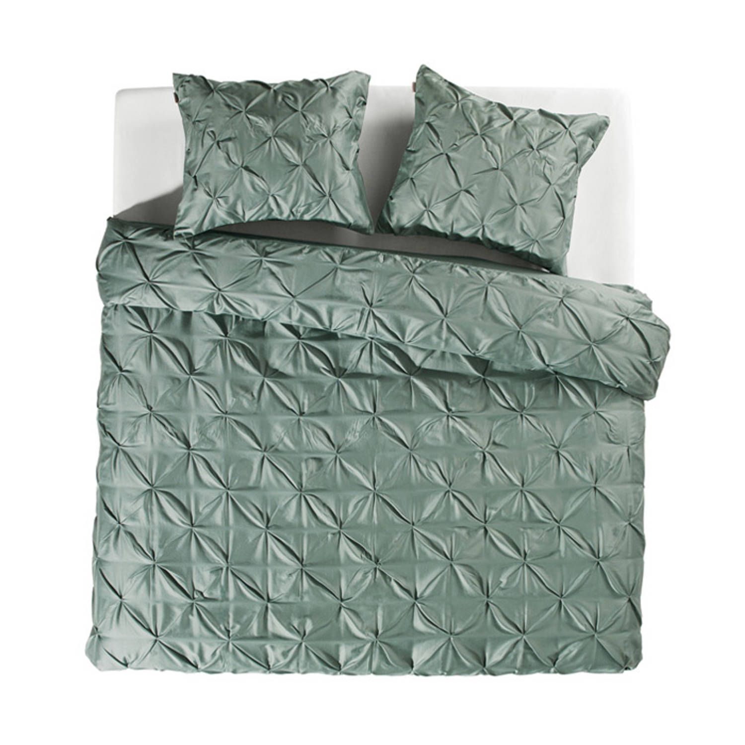 Yellow Nova Dekbedovertrek - Eenpersoons - 140x200/220 cm - Mineral Green - Groen