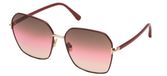 Tom Ford Claudia-02 Ft 0839 Lunettes de soleil femme rouge géométrique marron 62mm