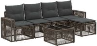 vidaXL Tuinbankenset 6-delig Grijs en Donkergrijs polyrattan