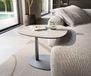 Eleny Table d'appoint Edge forme bateau 60x60 cm céramique Onyx Champagne acier inoxydable brossé