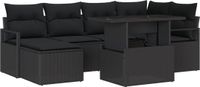 vidaXL Tuinbank Set Zwart Polyrattan