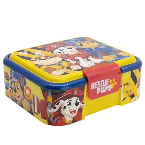 STOR Paw Patrol Broodtrommel voor Kinderen met 3 Vakken - 1786ml - Robuuste BPA-vrije Plastic Lunchbox - Schoollunch Container Sandwich Doos