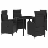 vidaXL Eettafel Set 5-delig Zwart Polyrotan