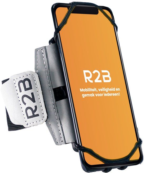R2B Hardloop Telefoonhouder – Hardloopband Telefoon tot 6.5 inch – 360° Rotatie – Accessoire & Gadgets – Zilveren Telefoonhouder