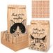 Non-branded Kraft Paper Gift Bags - 50 Pieces - Brown - Cat Pattern