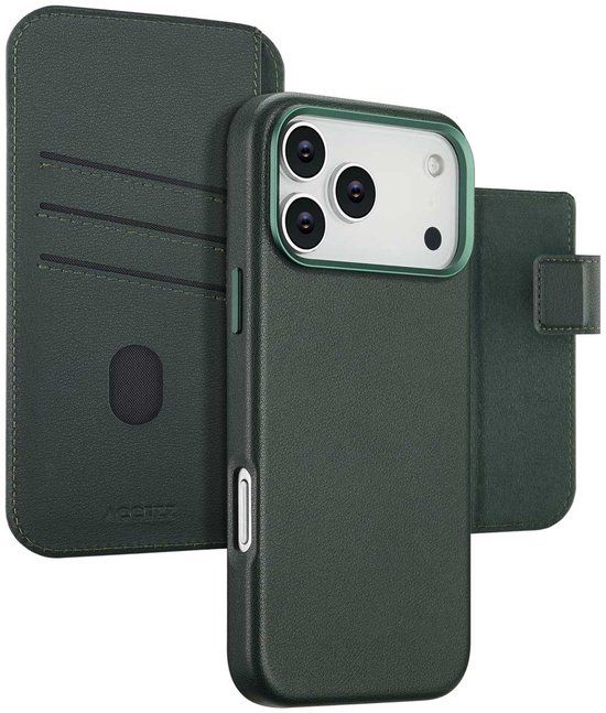 Accezz Leather Bookcase 2-in-1 met MagSafe voor de Apple iPhone 17 Pro Max - Cedar Green