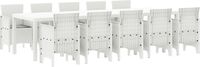 vidaXL - Eettafel Set - 11-delig - Wit en Lichtgrijs - Riet en Polyester