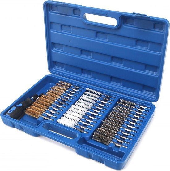 HBM 36-delige borstelset met ratel en verlengstuk - Blauw