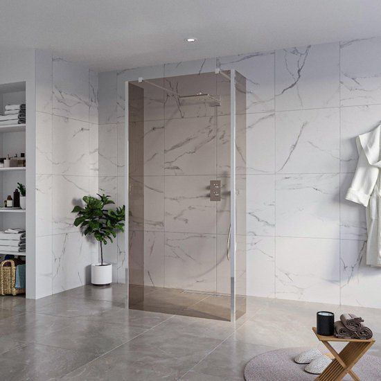 FortiFura Galeria Vrijstaande Inloopdouche - 100x200cm - Rookglas - Chroom