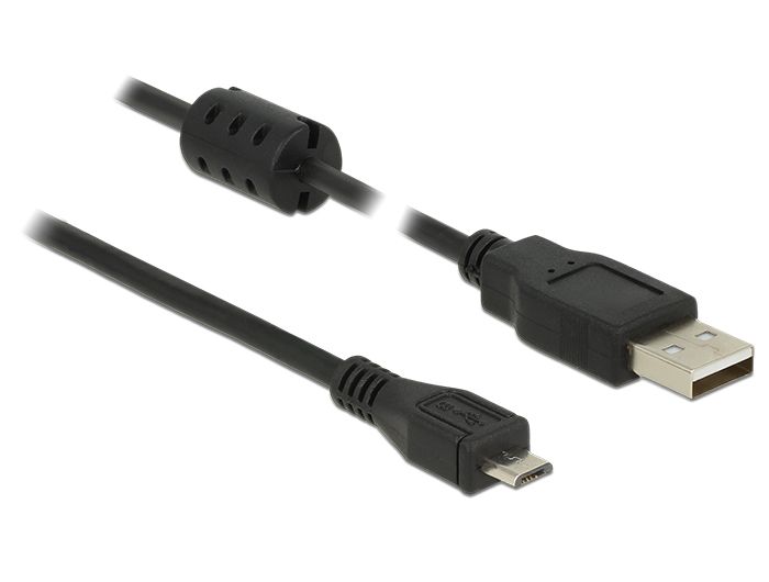 DeLOCK USB 2.0-A / USB 2.0 Micro-B Kabel - 5m - Zwart