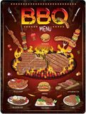 Merkloos / Sans marque DODINO Wandbord Man Cave Restaurant Barbecue - BBQ Menu