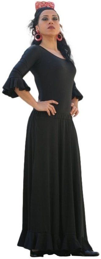 Spaansejurk NL Spaanse Flamenco Rok - zwart - maat M - lengte 95cm - verkleedkleding
