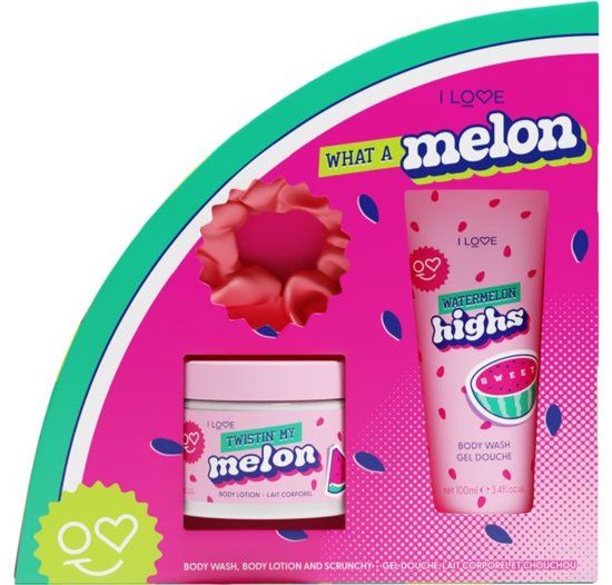 I LOVE What a Melon Giftset – Body Wash 100 ml, Body Lotion 150 ml & Scrunchie