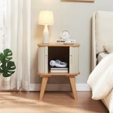 en.casa Bijzettafel Tysvær bamboe 59x45x45 cm naturel en crèmewit