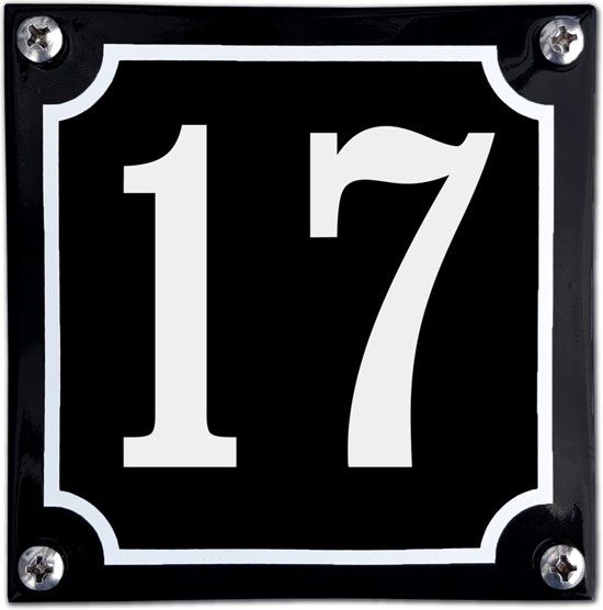 EmailleDesign® Zwart emaille huisnummer - 17