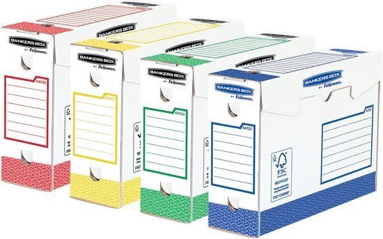 Bankers Box archiefdozen - 9,5 cm - assorti - pak van 8 stuks