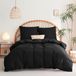 TRANKIELO® - Housse de couette 140 x 200 cm avec taie d'oreiller 65 x 65 cm – microfibre, durable, noir