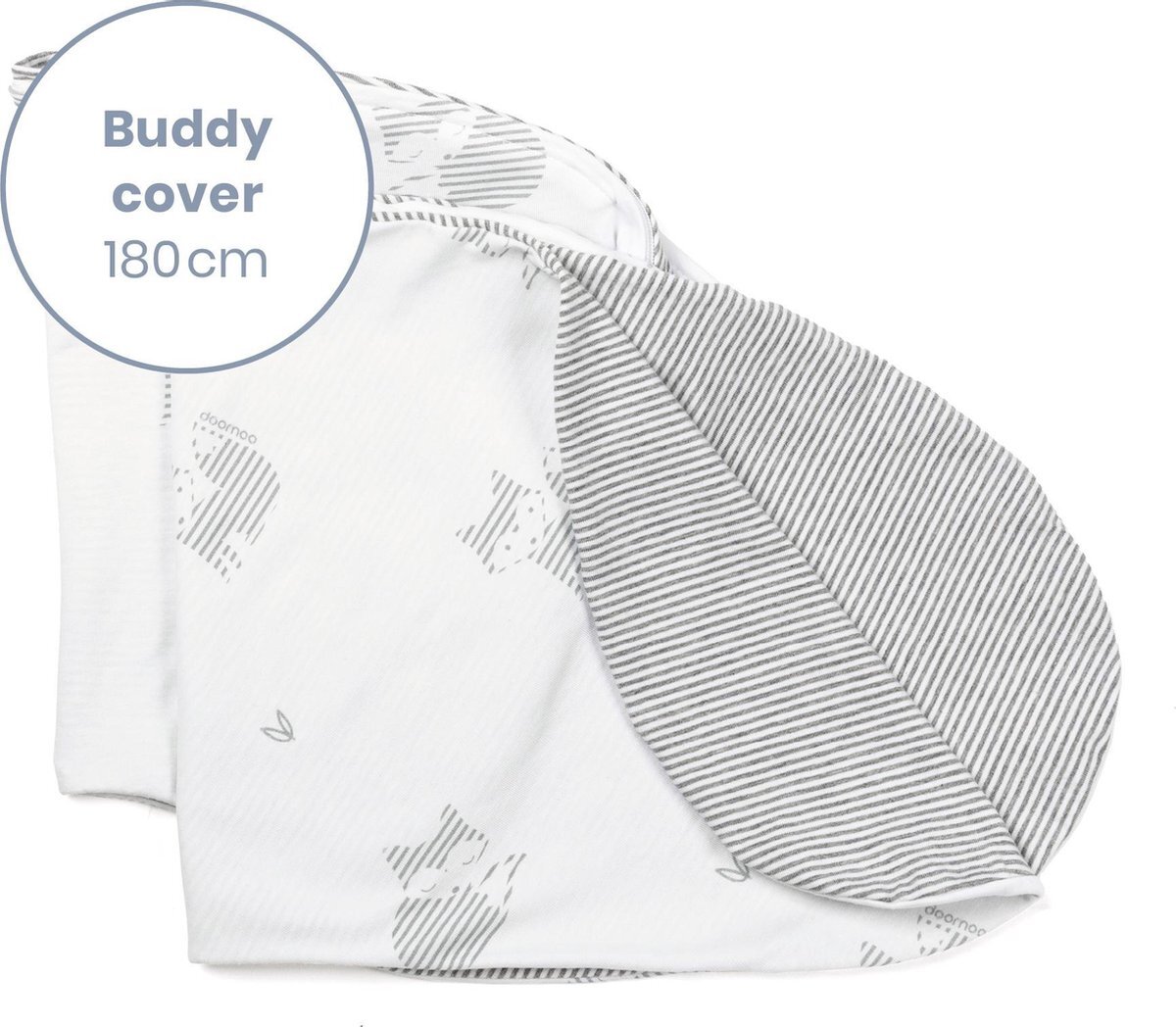 Doomoo Buddy Cover - Fox Grey - Hoes voor voedingskussen Buddy - biologisch Katoen - 180 cm