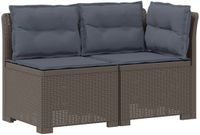 vidaXL Tweedelige Tuinbank met Kussens Rattan Look PP Lichtgrijs