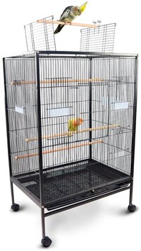 Mobiclinic Ninfa Vogelkooi - Grijs - 95 x 43 x 61,5 cm - Met accessoires en wielen - Voor vogels