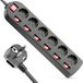 Multiprise 6 voies - Lot de 6 - Interrupteur marche/arrêt - Commutable individuellement - Câble 1,4 m - Noir