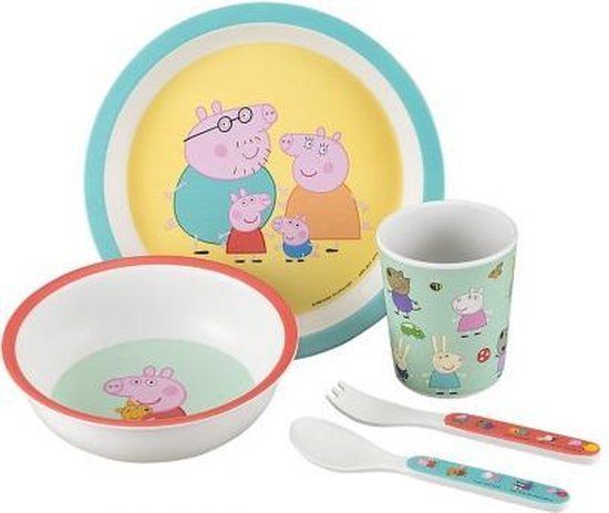 Peppa Pig Kinderserviesje - 5 delig - Melamine - Multicolor