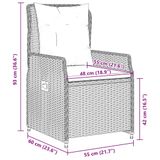 vidaXL 3-delige Tuinset met Kussens Poly Rattan Lichtgrijs