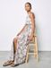 Apricot Maxi-jurk met schelpenprint en hoge hals