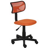 BAKAJI Draaibaar bureau, in hoogte verstelbaar, stoel met wielen, voor kantoorkamer, kinderkamer, ergonomische rugleuning van ademend net, gevoerde zitting (oranje)