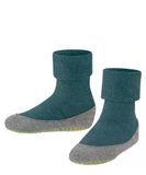 FALKE Cosyshoe Minis Noppen op de zool wol huissokken kinderen groen - maat 27-28