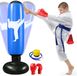 Unyqoos® Sac de frappe gonflable pour enfants, 160 cm, PVC renforcé, gants de boxe et pompe à air inclus, base stable (pour eau/sable), pour boxe, karaté et kick-boxing