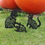 Merkloos / Sans marque BeiJingLiangPinJiaZuoKeJiWenHuaFaZhanYouXianGongSi Metalen kattenstaaf - Tuindecoratie - 3 stuks - Hoogwaardig metaal - 28x26 cm, 23x19,5 cm, 16x14 cm