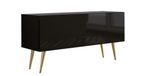 Meuble TV: noir mat / noir brillant pieds dorés, 100 x 52 x 32 cm