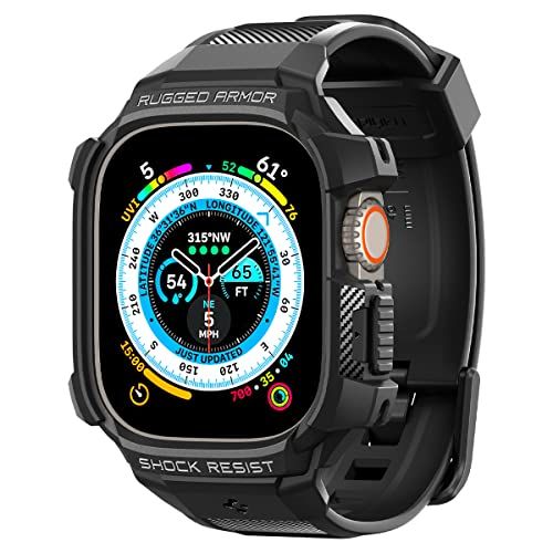 Spigen Rugged Armor Pro Case met Bandje Compatibel met Apple Watch Ultra 49mm 2022 - Zwart