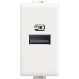 Bticino USB-lader met een ingang type A voor installatie in de Matix-plaat, voor het opladen van een elektronisch apparaat tot 15 W, 1 zits, wit