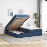vidaXL Lit plateforme avec matelas 160x200cm tissu bleu
