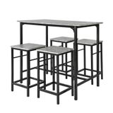 SoBuy Bartafel met 4 krukken/stoelen - Tuinset 5 delige - Eettafel set - voor keuken, eetkamer, bistro - Grijs, OGT11-HG