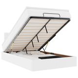 vidaXL Bed met Matras en LED-verlichting, Kunstleer, Zuiver Wit, 120x190cm