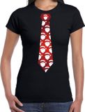 Bellatio Decorations Stropdas Kerst T-shirt Kerstmannen Dames Zwart XL