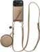 AVY Étui en cuir pour Apple iPhone 18 Pro | Avec cordon, portefeuille et pochette | Compatible MagSafe | Étui en cuir avec cordon de 130 cm | Cuir long | Beige
