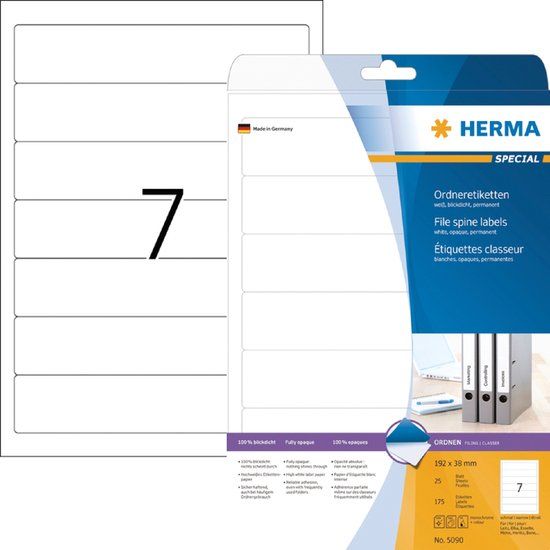 Herma Rugetiket 5090 Small 38x192mm Zelfklevend Wit | 32 stuks