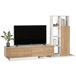 Meuble TV et étagère 3 portes 11 niches chêne et blanc L 201,2 H 123,6 P 29,5 cm