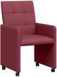 vidaXL Eetkamerstoelen met wielen, 2 stuks, stof, wijnrood
