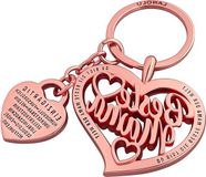 Merkloos / Sans marque LANOLU Mama Sleutelhanger Hart - Moeder Cadeau - Rozengoud