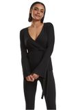 Urban Classics Rib Knit Wrapped Lange Cardigan - M - Zwart