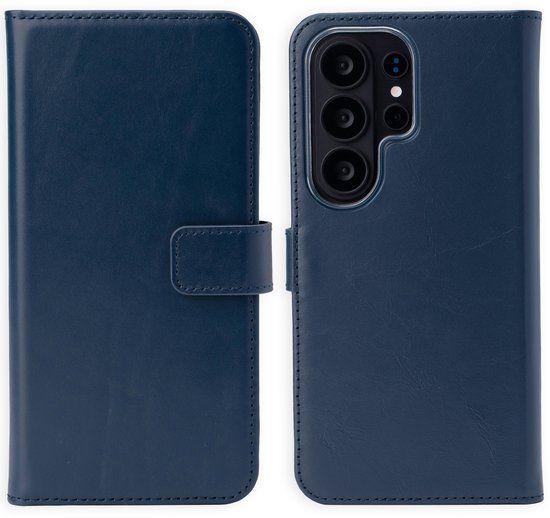 Selencia Echt Leren Bookcase voor de Samsung Galaxy S26 Ultra - Donkerblauw