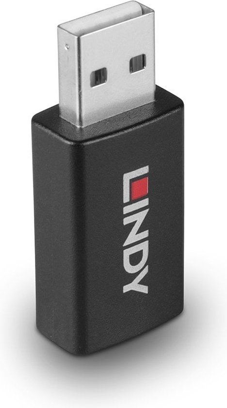 Lindy 71263 USB 2.0 Type A Female naar Male Adapter Kabel Zwart 0.30m